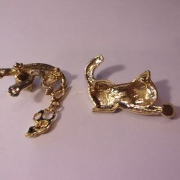 "Two Pave Rhinestone Kitten Cat Brooches " - Picture 4 of 6